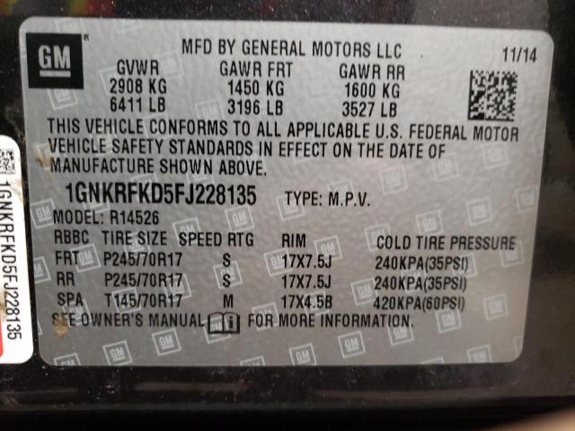 Photo 10 from auction – 2015 CHEVROLET TRAVERSE L with VIN 1GNKRFKD5FJ228135