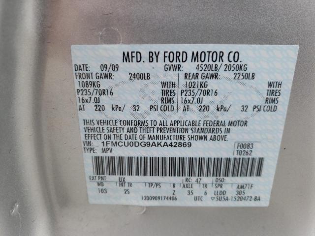 Photo 10 from auction – 2010 FORD ESCAPE XLT with VIN 1FMCU0DG9AKA42869