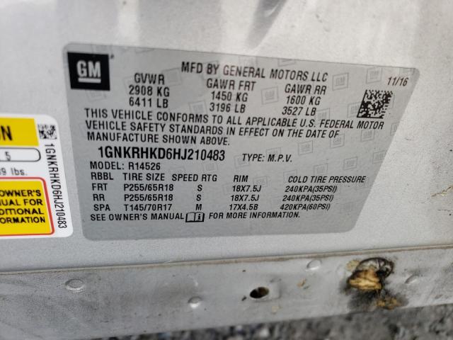 Photo 10 from auction – 2017 CHEVROLET TRAVERSE L with VIN 1GNKRHKD6HJ210483