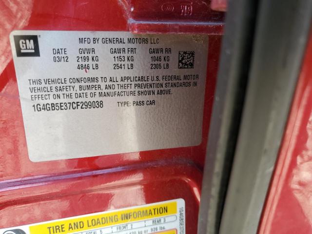 Photo 10 from auction – 2012 BUICK LACROSSE C with VIN 1G4GB5E37CF299038