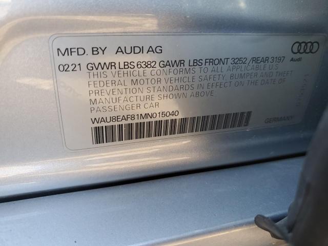 Photo 10 from auction – 2021 AUDI A8 L with VIN WAU8EAF81MN015040