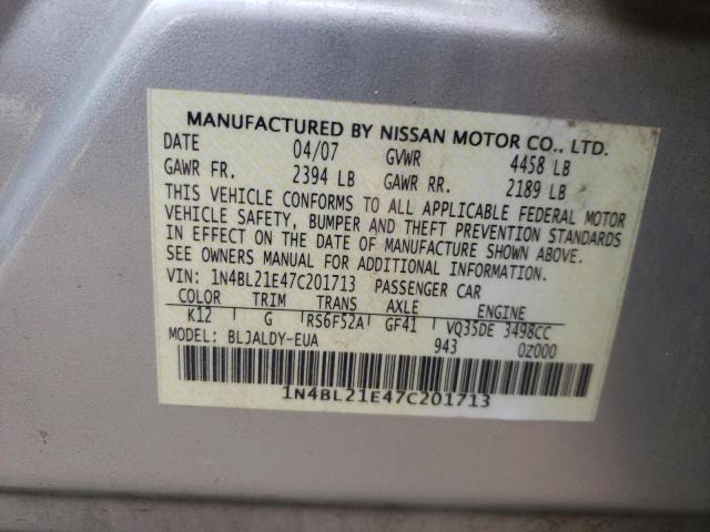 Photo 10 from auction – 2007 NISSAN ALTIMA 3.5 with VIN 1N4BL21E47C201713