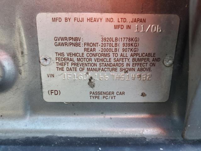 Photo 10 from auction – 2007 SUBARU IMPREZA 2. with VIN JF1GD61667H514932