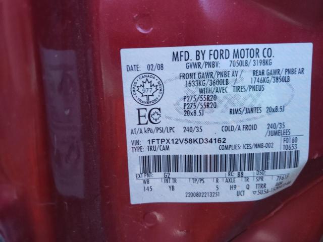 Photo 10 from auction – 2008 FORD F150 with VIN 1FTPX12V58KD34162
