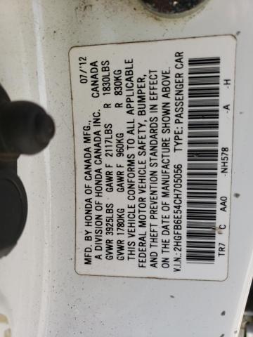 Photo 10 from auction – 2012 HONDA CIVIC SI with VIN 2HGFB6E54CH705056