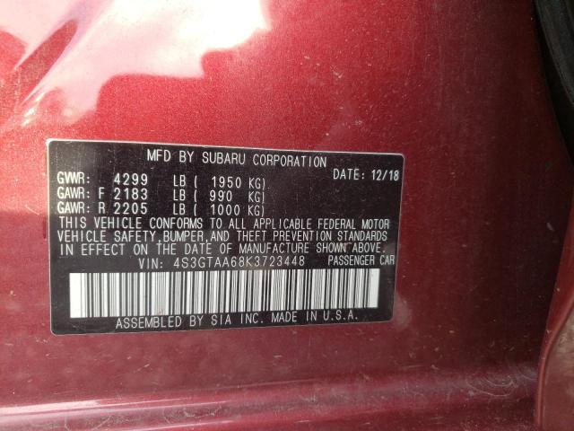 Photo 10 from auction – 2019 SUBARU IMPREZA with VIN 4S3GTAA68K3723448