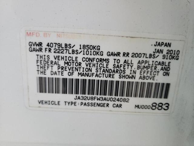 Photo 10 from auction – 2010 MITSUBISHI LANCER GTS with VIN JA32U8FW3AU024082