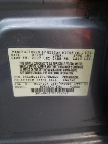 Photo 10 from auction – 2007 NISSAN SENTRA 2.0 with VIN 3N1AB61E37L726060
