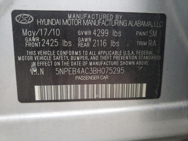 Photo 10 from auction – 2011 HYUNDAI SONATA GLS with VIN 5NPEB4AC3BH075295