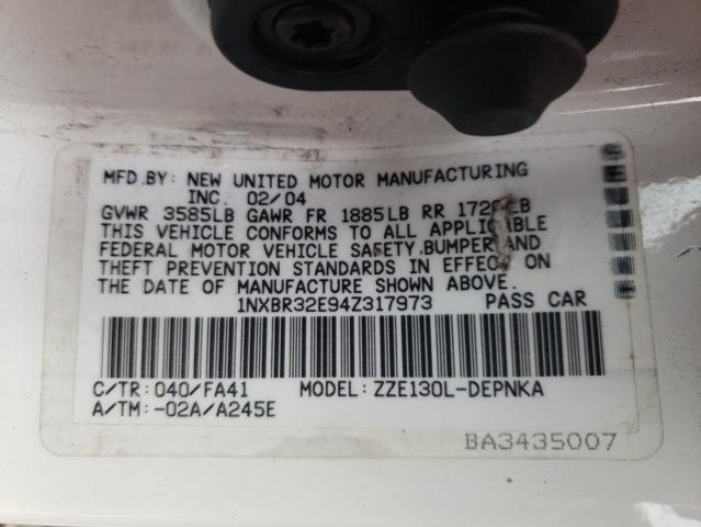 Photo 10 from auction – 2004 TOYOTA COROLLA CE with VIN 1NXBR32E94Z317973
