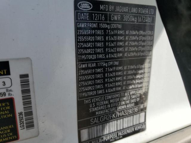 Photo 10 from auction – 2017 LAND ROVER RANGE ROVE with VIN SALGR2FK7HA329236