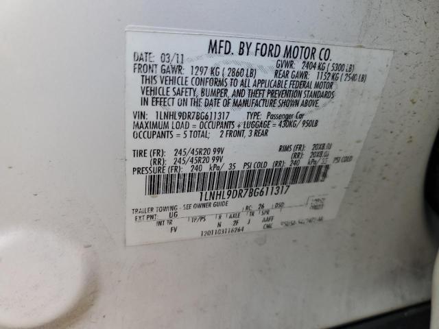 Photo 10 from auction – 2011 LINCOLN MKS with VIN 1LNHL9DR7BG611317
