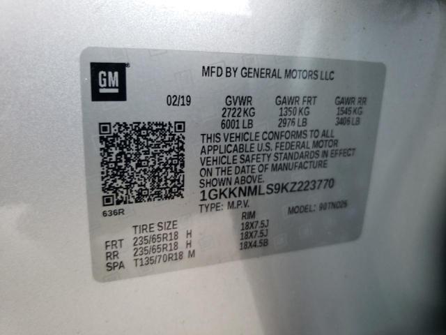 Photo 10 from auction – 2019 GMC ACADIA SLT with VIN 1GKKNMLS9KZ223770
