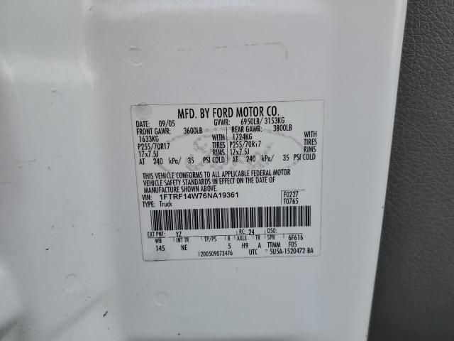 Photo 10 from auction – 2006 FORD F150 with VIN 1FTRF14W76NA19361