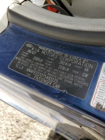 Photo 10 from auction – 2007 KIA SPECTRA with VIN KNAFE122075483225