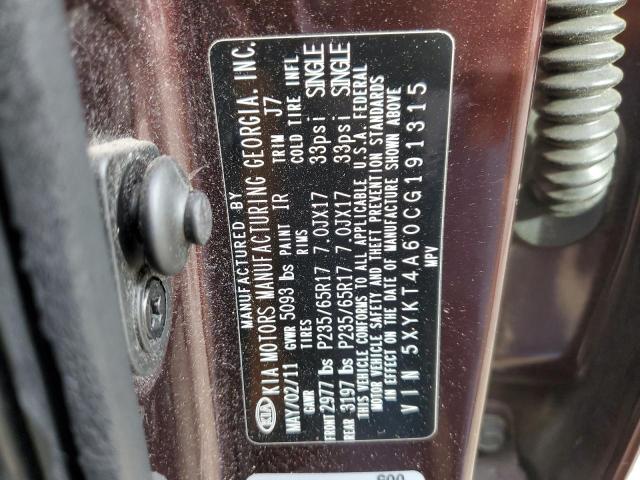 Photo 10 from auction – 2012 KIA SORENTO BA with VIN 5XYKT4A60CG191315