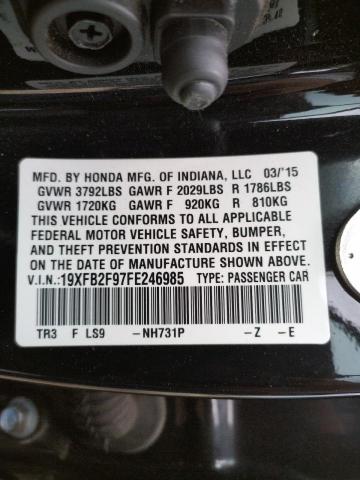 Photo 10 from auction – 2015 HONDA CIVIC EXL with VIN 19XFB2F97FE246985