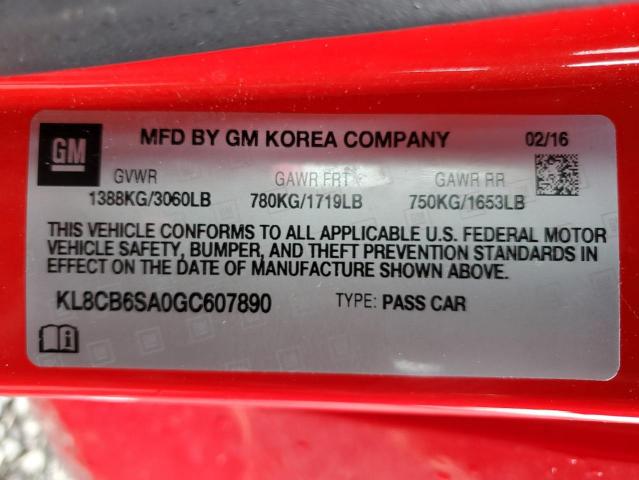 Photo 10 from auction – 2016 CHEVROLET SPARK LS with VIN KL8CB6SA0GC607890