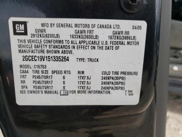Photo 10 from auction – 2005 CHEVROLET SILVERADO with VIN 2GCEC19V151335264