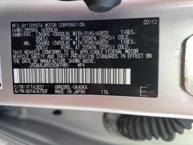 Photo 10 from auction – 2012 TOYOTA 4RUNNER SR with VIN JTEBU5JR5C5087985