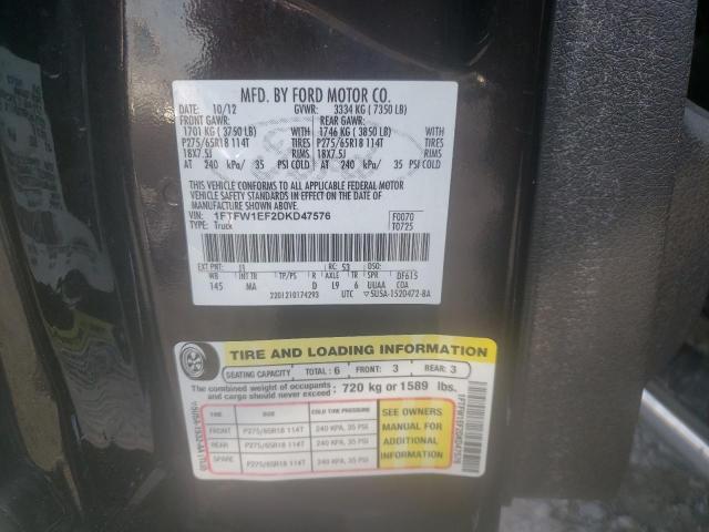 Photo 10 from auction – 2013 FORD F150 SUPER with VIN 1FTFW1EF2DKD47576