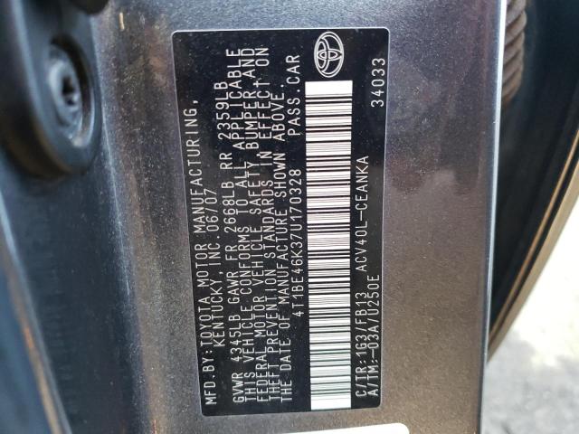 Photo 10 from auction – 2007 TOYOTA CAMRY CE with VIN 4T1BE46K37U170328
