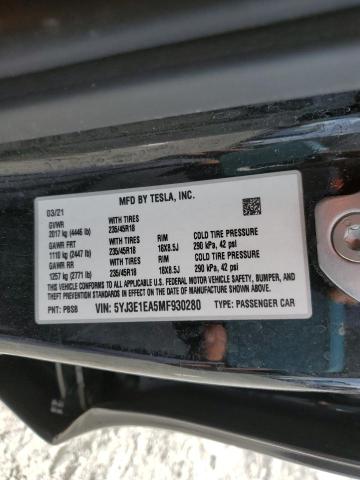 Photo 10 from auction – 2021 TESLA MODEL 3 with VIN 5YJ3E1EA5MF930280