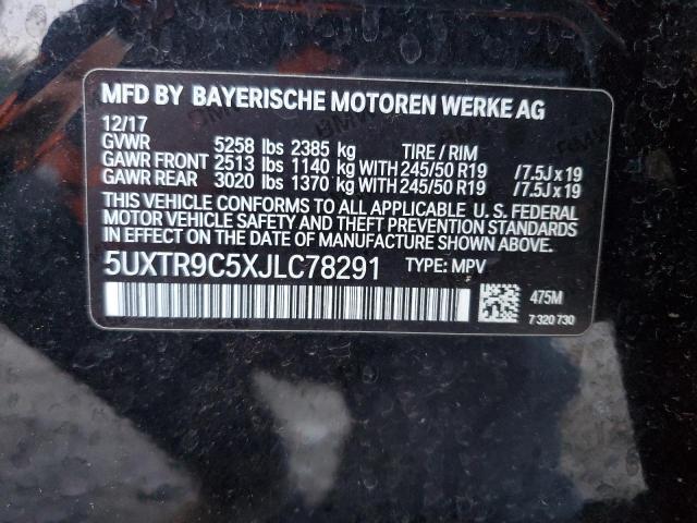 Photo 10 from auction – 2018 BMW X3 XDRIVE3 with VIN 5UXTR9C5XJLC78291