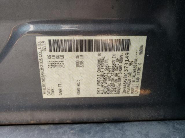 Photo 10 from auction – 2019 NISSAN MAXIMA S with VIN 1N4AA6AV3KC373149