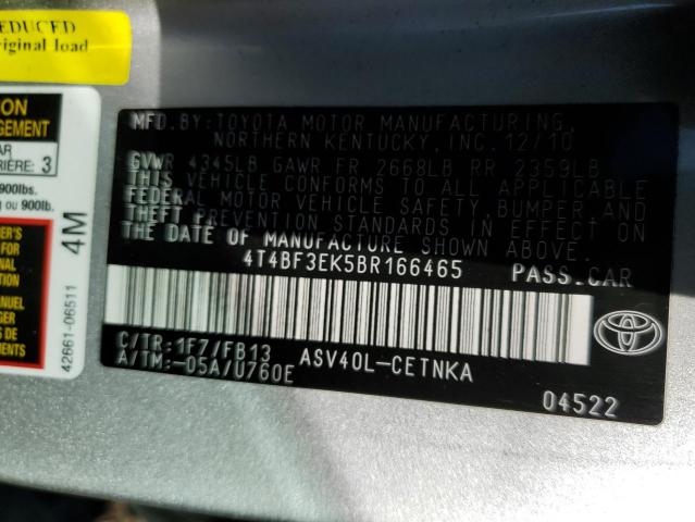 Photo 10 from auction – 2011 TOYOTA CAMRY BASE with VIN 4T4BF3EK5BR166465