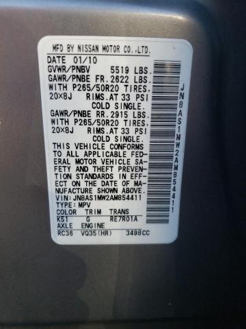 Photo 10 from auction – 2010 INFINITI FX35 with VIN JN8AS1MW2AM854411
