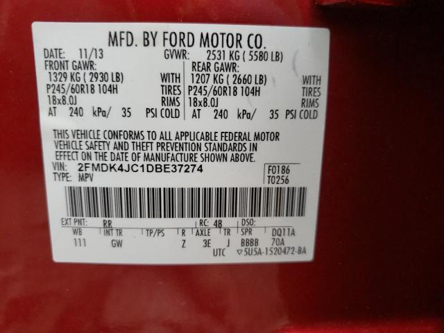 Photo 10 from auction – 2013 FORD EDGE SEL with VIN 2FMDK4JC1DBE37274
