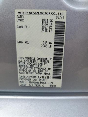 Photo 10 from auction – 2021 NISSAN ALTIMA S with VIN 1N4BL4BV0MN378284