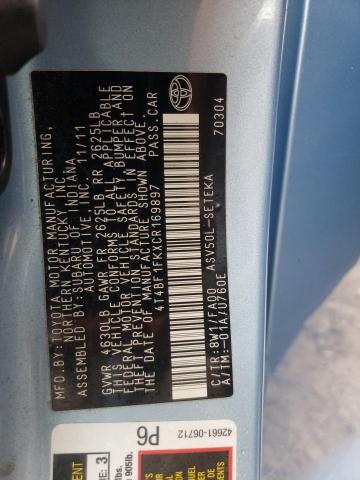 Photo 10 from auction – 2012 TOYOTA CAMRY BASE with VIN 4T4BF1FKXCR169897