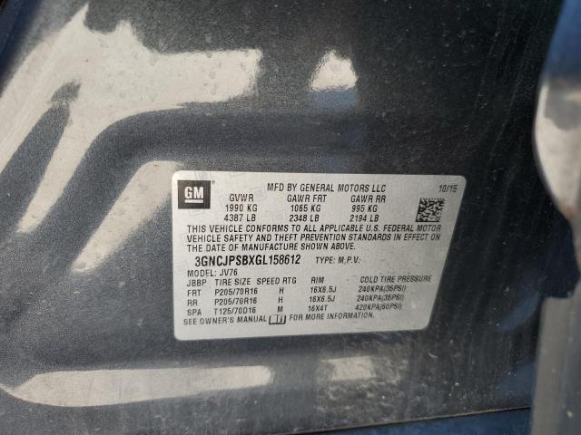 Photo 10 from auction – 2016 CHEVROLET TRAX 1LT with VIN 3GNCJPSBXGL158612