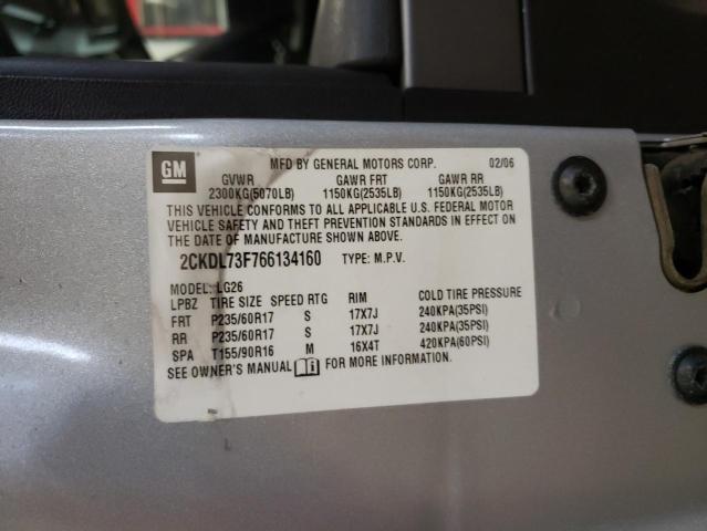 Photo 10 from auction – 2006 PONTIAC TORRENT with VIN 2CKDL73F766134160