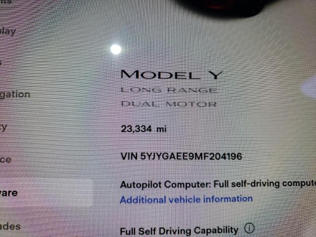 Photo 8 from auction – 2021 TESLA MODEL Y with VIN 5YJYGAEE9MF204196