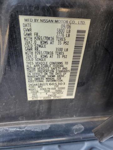 Photo 10 from auction – 2007 NISSAN PATH FINDE with VIN 5N1AR18U17C605303