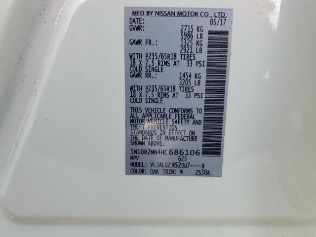 Photo 10 from auction – 2017 NISSAN PATHFINDER with VIN 5N1DR2MN4HC686106