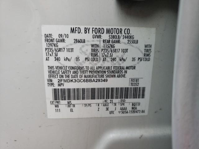 Photo 10 from auction – 2011 FORD EDGE SE with VIN 2FMDK3GC6BBA29349