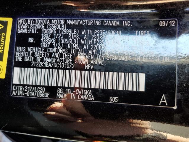 Photo 10 from auction – 2013 LEXUS RX 350 with VIN 2T2ZK1BA7DC101072