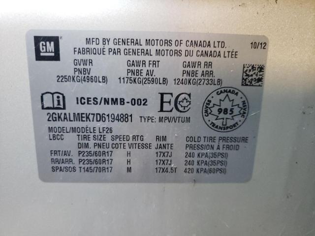Zdjęcie 10 z aukcji – 2013 GMC TERRAIN SL z VIN 2GKALMEK7D6194881