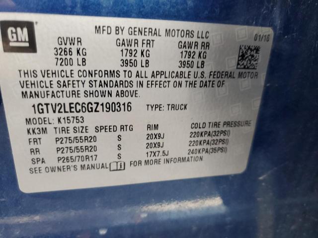Photo 10 from auction – 2016 GMC SIERRA K15 with VIN 1GTV2LEC6GZ190316