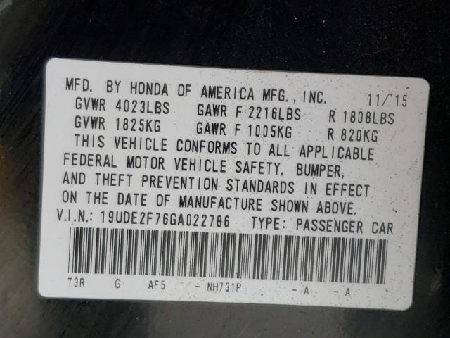 Photo 10 from auction – 2016 ACURA ILX PREMIU with VIN 19UDE2F76GA022786