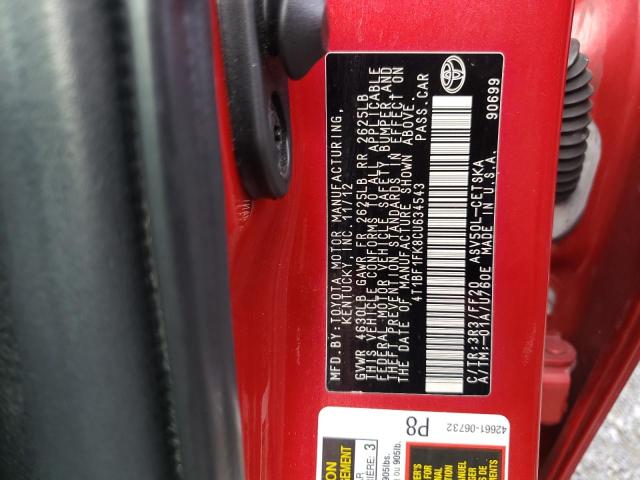 Photo 10 from auction – 2012 TOYOTA CAMRY with VIN 4T1BF1FK8CU634543