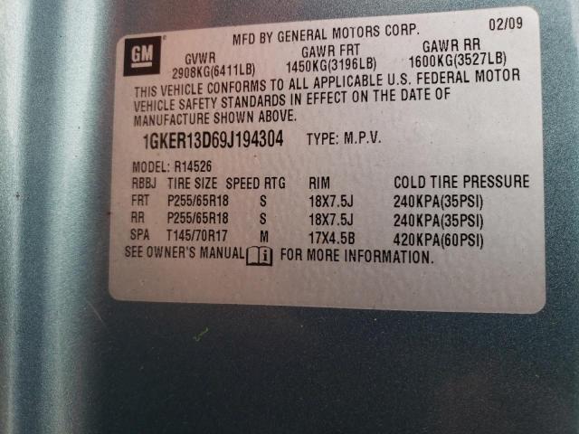 Photo 10 from auction – 2009 GMC ACADIA SLE with VIN 1GKER13D69J194304