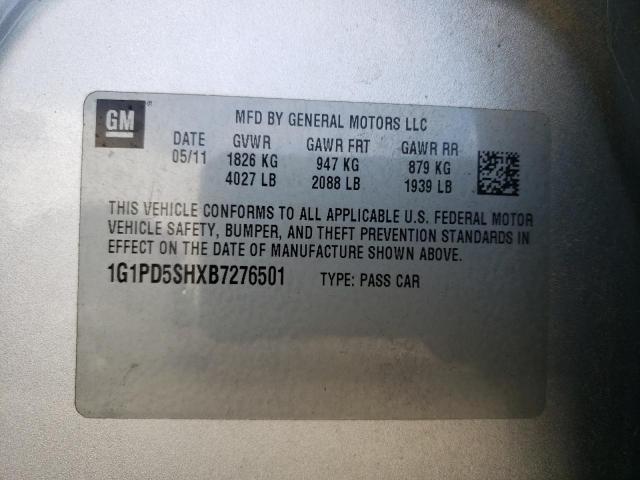Photo 10 from auction – 2011 CHEVROLET CRUZE with VIN 1G1PD5SHXB7276501