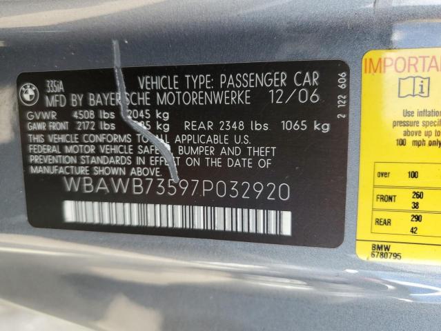 Photo 10 from auction – 2007 BMW 335 I with VIN WBAWB73597P032920