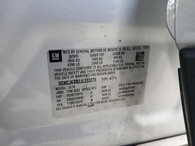 Photo 10 from auction – 2018 CHEVROLET TRAX with VIN 3GNCJKSB2JL233278