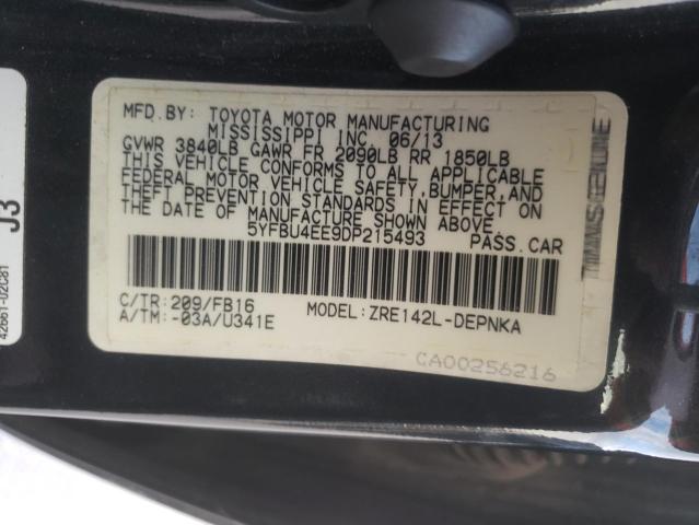 Photo 10 from auction – 2013 TOYOTA COROLLA BA with VIN 5YFBU4EE9DP215493